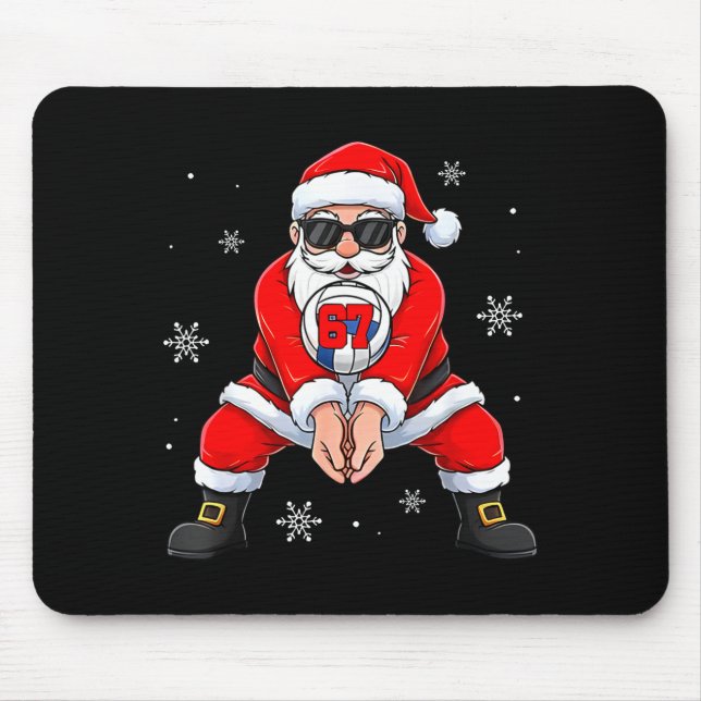 Funny Santa Claus Playing Volleyball Six Seven Chr Mouse Mat (Front)