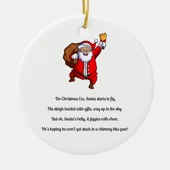 Funny Santa Claus Poem  Ceramic Tree Decoration (Front)