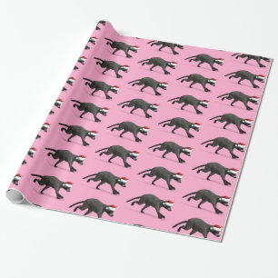 Funny Santa Claus Racoon Wrapping Paper