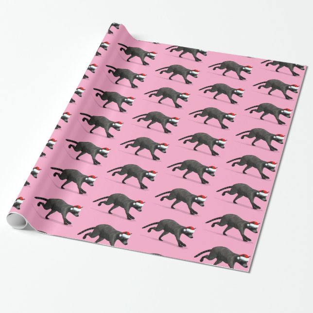 Funny Santa Claus Racoon Wrapping Paper (Unrolled)