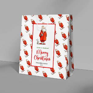 Funny Santa Claus red green Christmas gift bags