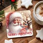 Funny Santa Claus Red Nose Rudolph Coasters<br><div class="desc">✅ For matching items search 91R in my collections ✅ Add festive charm to your holiday table with these Christmas paper coasters featuring a cute classic Santa Claus and red-nose Rudolph. Designed in a playful mix of watercolor, cartoon, funny, and kids-friendly styles, these coasters bring warmth, color, and holiday cheer...</div>