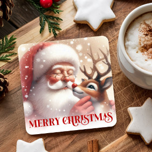 Funny Santa Claus Red Nose Rudolph Coasters