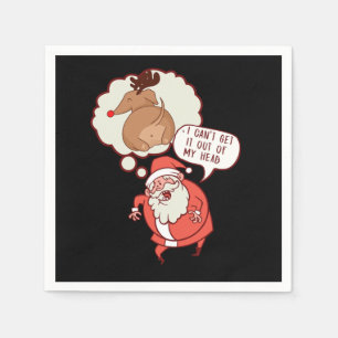 Funny Santa Claus Reindeer New Year Christmas Gift Napkin