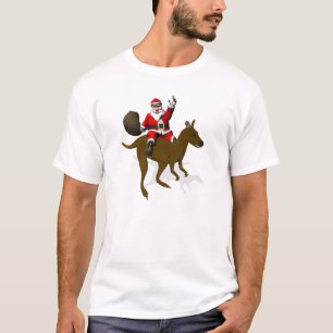 Funny Santa Claus Riding On Kangaroo T-Shirt