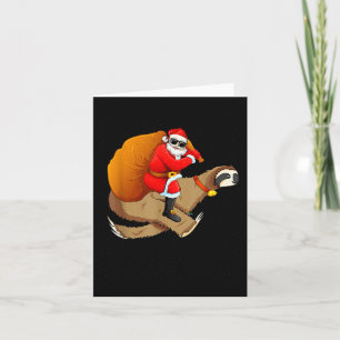 Funny Santa Claus Riding Sloth Christmas Boys Men  Card