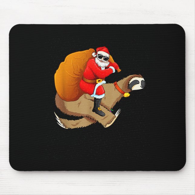 Funny Santa Claus Riding Sloth Christmas Boys Men  Mouse Mat (Front)