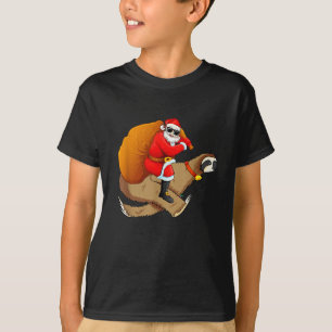 Funny Santa Claus Riding Sloth Christmas Boys Men T-Shirt