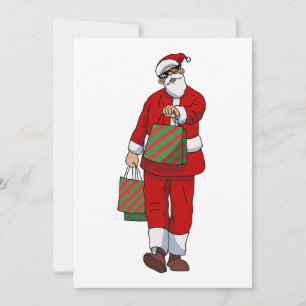 Funny santa claus shopping  holiday card