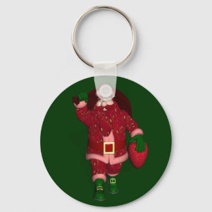 Funny Santa Claus Strawberry Farmer Key Ring