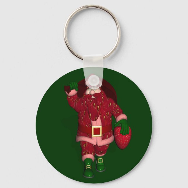 Funny Santa Claus Strawberry Farmer Key Ring (Front)