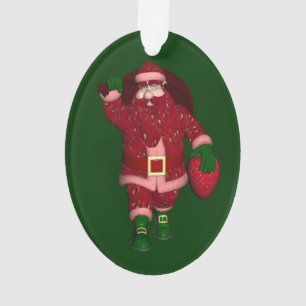 Funny Santa Claus Strawberry Farmer Ornament