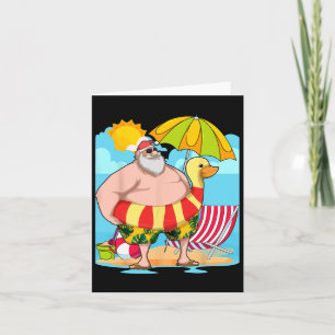 Funny Santa Claus Summer Hawaiian Tropical Christm Card