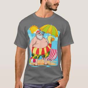 Funny Santa Claus Summer Hawaiian Tropical Christm T-Shirt