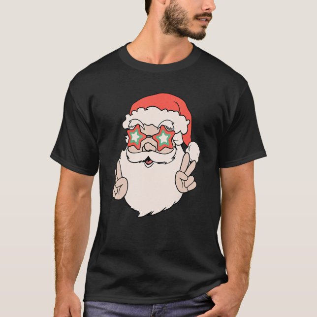 Funny Santa Claus Sunglasses Retro Christmas Xmas  T-Shirt (Front)