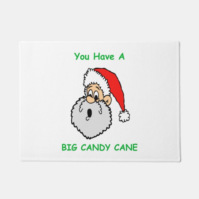 Funny Santa Claus Surprised Big Candy Cane Doormat (Front)
