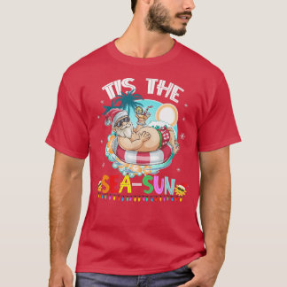 Funny Santa Claus Swiming Tis the SeaSun Christmas T-Shirt