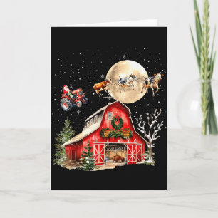 Funny Santa Claus Tractor Cows Farm Farmer Christm Card