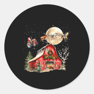 Funny Santa Claus Tractor Cows Farm Farmer Christm Classic Round Sticker