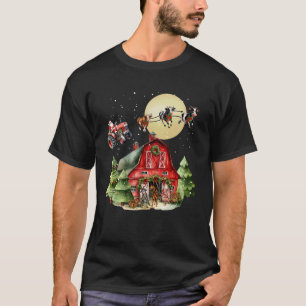 Funny Santa Claus Tractor Cows Farm Farmer Christm T-Shirt