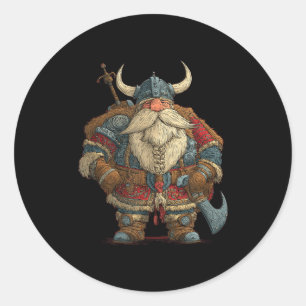 Funny Santa Claus Viking Costume For Boys And Girl Classic Round Sticker