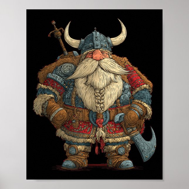 Funny Santa Claus Viking Costume For Boys And Girl Poster (Front)