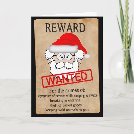 Funny Santa Claus Wanted Poster Holiday Card Zazzle Co Uk