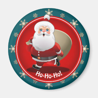 Funny Santa Claus With A Sack Full Of Gifts Magnet
