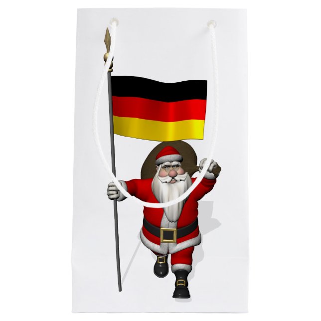 Funny Santa Claus With Ensign Of Germany Small Gift Bag (Front)