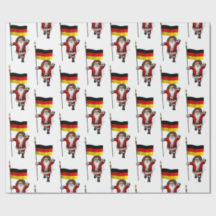 Funny Santa Claus With Ensign Of Germany Wrapping Paper