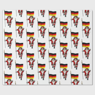 Funny Santa Claus With Ensign Of Germany Wrapping Paper