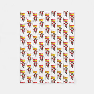 Funny Santa Claus With Ensign Of Spain Fleece Blanket