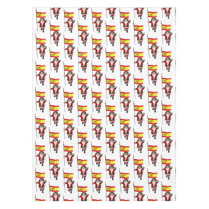 Funny Santa Claus With Ensign Of Spain Tablecloth