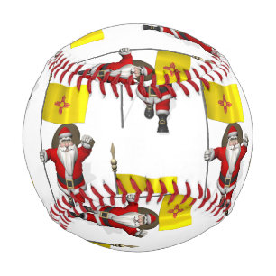 Funny Santa Claus With Flag Of New Mexico Baseball