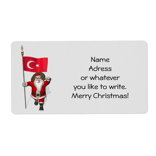 Funny Santa Claus With Flag Of Turkey (Front)