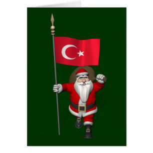 Funny Santa Claus With Flag Of Turkey