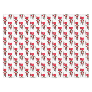 Funny Santa Claus With Flag Of Turkey Tablecloth