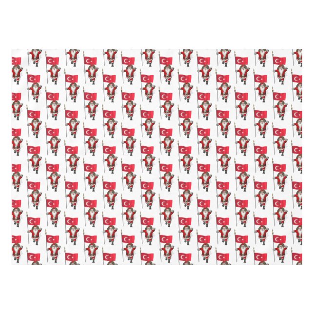 Funny Santa Claus With Flag Of Turkey Tablecloth (Front (Horizontal))
