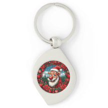 Funny Santa Claus with Wreath and Ornaments