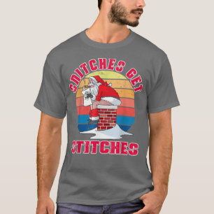 Funny Santa Claus Xmas Family Pajamas Snitches Get T-Shirt