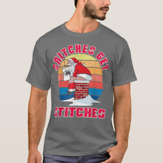 Funny Santa Claus Xmas Family Pajamas Snitches Get T-Shirt