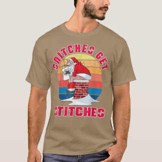 Funny Santa Claus Xmas Family Pyjamas Snitches Get T-Shirt