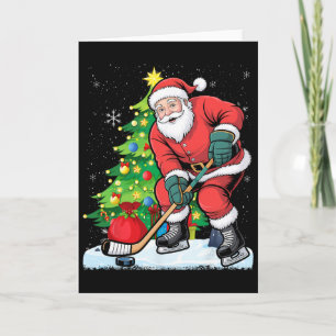 Funny Santa Clause Christmas Ice Hockey Kids For B Card