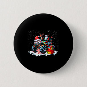 Funny Santa Clause Riding Monster Red Truck Xmas T 6 Cm Round Badge