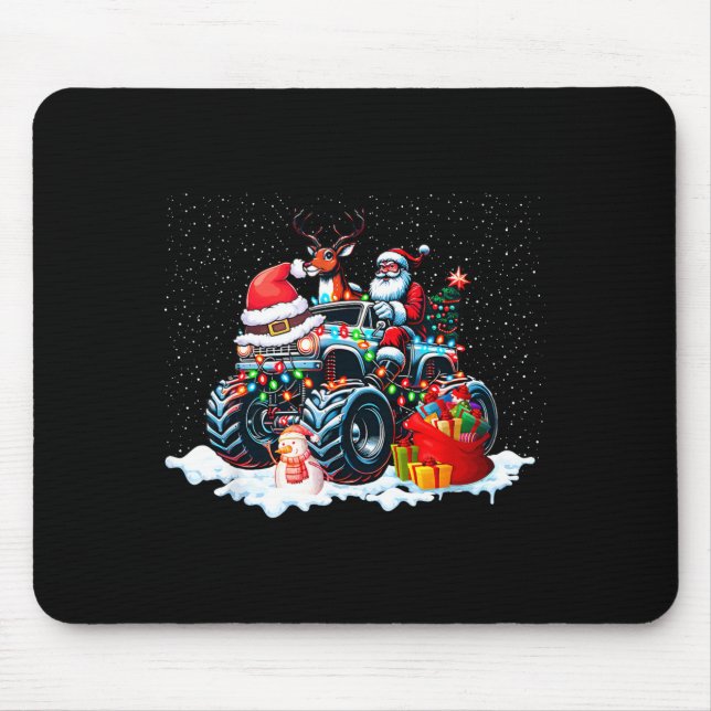 Funny Santa Clause Riding Monster Red Truck Xmas T Mouse Mat (Front)