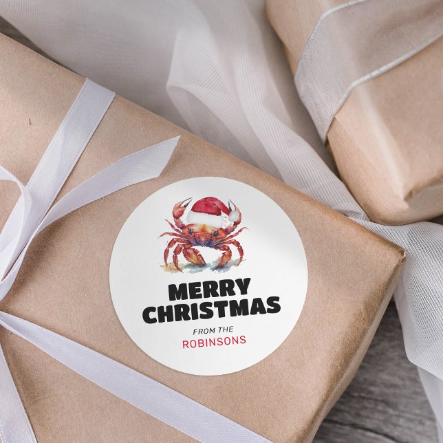 Funny Santa Claws Christmas Classic Round Sticker (Creator Uploaded)