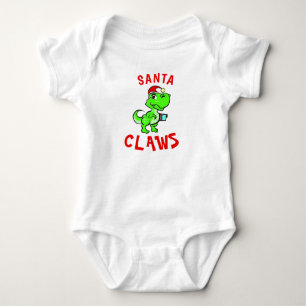 Funny Santa Claws Dinosaur Baby's 1st Christmas Baby Bodysuit