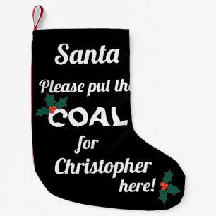 Funny Santa Coal Small Christmas Stocking