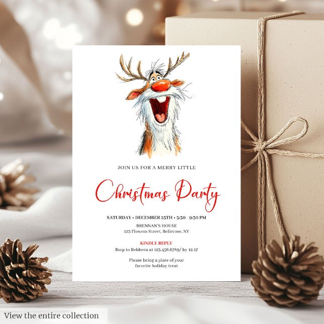Funny Santa Cocktail Christmas Party Invitation   (Funny Santa Cocktail Christmas Party Invitation Template

)