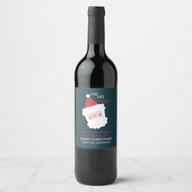 Funny Santa Contemporary Christmas Wine Label (Front)